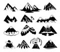 Set of mountain peaks illustrations on white background. Design element for logo, label, emblem, sign. Winter, forest Royalty Free Stock Photo