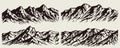 Set of mountain range silhouettes