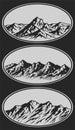 Set of handdrawn mountain range silhouettes. Vector Royalty Free Stock Photo