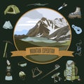 Set of mountaineering icons