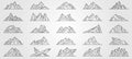 Set of mountains line art logo vector minimalist illustration design