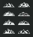 Set Mountains peaks, ski logo design elements icon collection Royalty Free Stock Photo