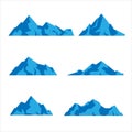 Set of mountains shapes icon in various different rock and hill. isolated on white background. Vector flat cartoon illustration