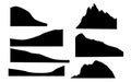 set of mountains silhouettes in black and white, separate elements Royalty Free Stock Photo