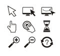 Set of mouse cursors hand cursor hourglass Royalty Free Stock Photo