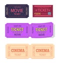 Set of Movie Cinema Tickets Admit One Vector Icons Royalty Free Stock Photo