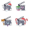 Set of movie clapper character with Santa candy book judge