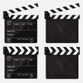 Set of movie clapperboard. Blank movie clapperboard. Vector.