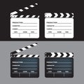 Set of movie clapperboard. Blank movie clapperboard. Vector Illustration