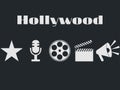 Set of movie design elements and cinema icons. Hollywood icons set.