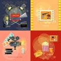 Set of movie, elements cinema, festival awards ceremony Royalty Free Stock Photo