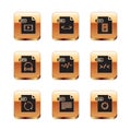 Set MP4 file document, GIF, TXT, MP3, WAV, RAW and XML icon. Vector Royalty Free Stock Photo