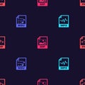Set MP3 file document, M3U, GIF and PHP on seamless pattern. Vector Royalty Free Stock Photo