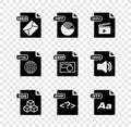 Set MSG file document, PPT, MOV, 3DS, PHP, OTF, HTML and BMP icon. Vector Royalty Free Stock Photo
