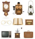 set of much objects retro old vintage icons stock vector illustration