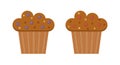 Set of muffins color vector icons with berry. Flat cupcakes illustration. Cake desserts design Royalty Free Stock Photo