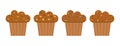 Set of muffins color vector icons with chocolate and berry. Flat cupcakes illustration. Cake desserts design Royalty Free Stock Photo