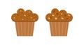 Set of muffins color vector icons with chocolate. Flat cupcakes illustration. Cake desserts design Royalty Free Stock Photo