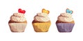 Set of muffins cupcakes for Happy Valentine\'s Day