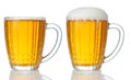 Set of mugs of cold light beer Royalty Free Stock Photo