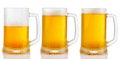 Set of mugs of cold light beer Royalty Free Stock Photo