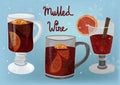 Set of mulled wine, fruit and spices