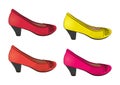 Set of multi-colored bright shoes. Vector