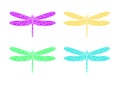 Set of multi-colored dragonflies .Vector isolated art insects in vector