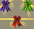 A set of multi-colored festive ribbons.