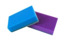 Set multi-colored household cleaning sponge. Cleaning service,spring cleaning concept. Flat lay, Top view.