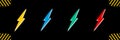 Set of multi-colored logos of lightning. Electricity icon for electricians.