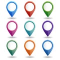 Set of multi-colored map pointers. GPS location symbol. Royalty Free Stock Photo