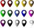 Set of multi-colored map pointers. GPS location symbol. Royalty Free Stock Photo