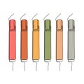 Set of multi-colored markers on a white background. Marker pen icon symbol design. One line drawing. Vector illustration Royalty Free Stock Photo