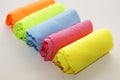 A set of multi-colored microfiber cloths for cleaning Royalty Free Stock Photo