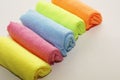 A set of multi-colored microfiber cloths for cleaning Royalty Free Stock Photo