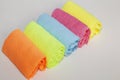 A set of multi-colored microfiber cloths for cleaning Royalty Free Stock Photo