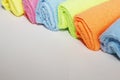 A set of multi-colored microfiber cloths for cleaning Royalty Free Stock Photo