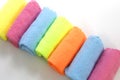 A set of multi-colored microfiber cloths for cleaning Royalty Free Stock Photo