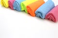 A set of multi-colored microfiber cloths for cleaning Royalty Free Stock Photo
