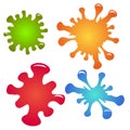 Set of multi-colored paint splashes and drops. Royalty Free Stock Photo