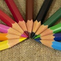 A set of multi-colored pencils designed for children`s creativity.