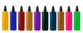 Set of multi-colored plastic bottles, isolated on white background. Royalty Free Stock Photo
