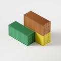 Set of multi-colored sea containers on a white background in isometry, metaphor of the economic crisis of 2021 Royalty Free Stock Photo