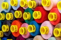 Set of multi-colored spools of thread for sewing Royalty Free Stock Photo