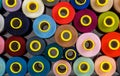 Set of multi-colored spools of thread for sewing Royalty Free Stock Photo