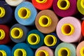 Set of multi-colored spools of thread for sewing Royalty Free Stock Photo