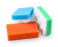 Set of multi-colored squire bath sponge isolated on white Royalty Free Stock Photo