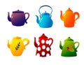 Set of teapots. Vector illustration. Royalty Free Stock Photo