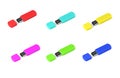 Set of multi colored usb flash drive on white background. Royalty Free Stock Photo